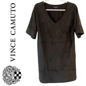 Vince Camuto Dress Medium M Like Suede Neutral Gray Green Pockets NWOT neverworn